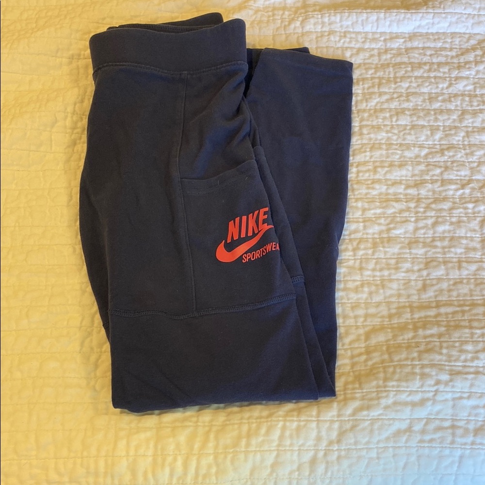Nike Dark Blue Sweatpants with Red Logo